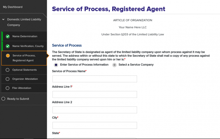 New York LLC Articles - Service of Process