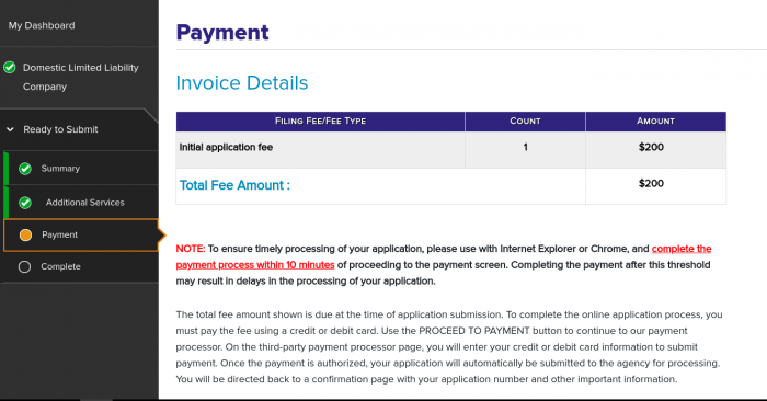 Register Your LLC with New York State: Payment